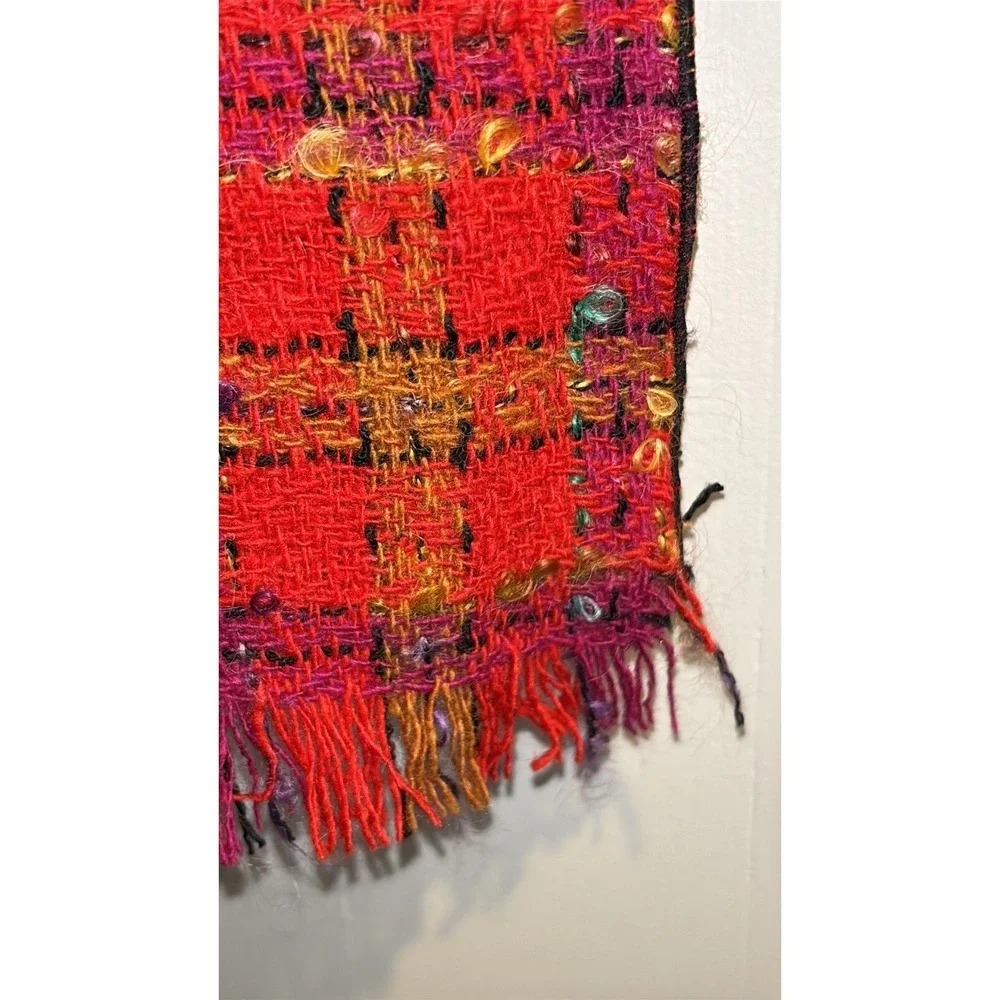 French Made Wool/Mojair Woven Lightweight Scarf‎ Multicolor 60x20